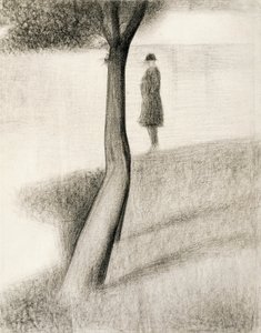 Man standing next to tree; study on La Grande Jatte by Georges Pierre Seurat