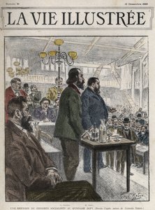 General Congress of Socialist Organizations, held in Paris in December 1899, at the Gymnasium Japy - Jean Jaures (1859-1914) and Eugene Fournier (1857-1914) drawing by Georges Redon - la vie illustree de 1899 by Georges Redon