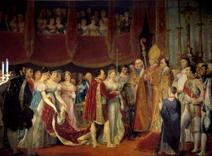 Religious marriage of Napoleon I (1769-1821) with Archduchess Marie Louise of Habsburg-Lorraine (1791-1847), 2/04/1810 in the Salon Carre du Louvre