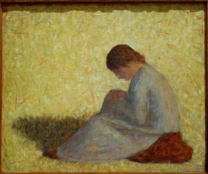 Peasant Woman Sitting in the Grass by Georges Seurat