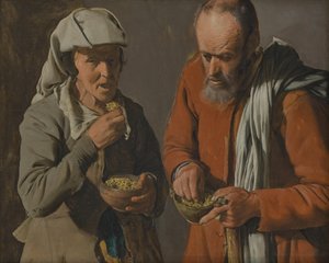Peasant Couple Eating Peas by Georges de La Tour