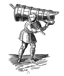 An Apprentice, Carrying a Wooden Vessel as Tall as Himself, on His Way to Fetch Water by Georgius Braun