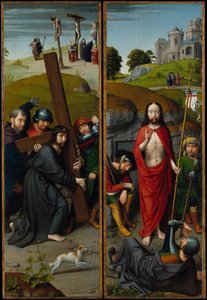 Christ Carrying the Cross, with the Crucifixion, The Resurrection, with the Pilgrims, ca. 1510