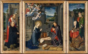 The Nativity with Donors and Saints Jerome and Leonard by Gerard David