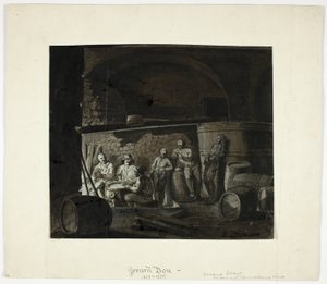 Wine Cellar with Men Playing Cards by Gerrit Dou
