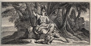 Minerva Slaying Discord (engraving by Gerard Edelinck after Daniel Halle)