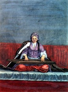 Turkish Girl Playing the Zither, engraved by Gerard Jean Baptiste Scotin