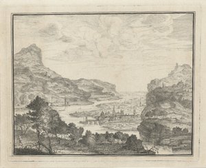 River Landscape with View of a City by Gerard Melder