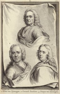 Portraits of Elias van Nijmegen, Gerard Sanders and Dionys van Nijmegen by Gerard Sanders