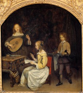 The Concert: Singer and Player of Lute Theorbo by Gerard ter Borch
