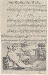 Raffle Ticket for the Painting of Venus and Cupid after Michelangelo by Gerard Vandergucht