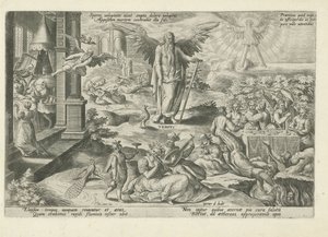 Father Time Among Indolent People (title on object: Shun Pleasures, Pleasure Bought with Pain is Harmful) (series title: Moralizing Allegories on Time) by Gerard de Jode