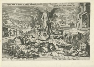 Father Time Amid Scenes of Bad Behavior (series title: Moralizing Allegories of Time) by Gerard de Jode