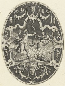 Flat Decoration: Hercules Shooting the Centaur Nessus Who Tries to Abduct Deianira by Gerard de Jode