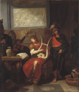 Achilles Playing a Lyre Before Patroclus