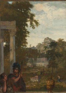 Italian Landscape with Two Roman Soldiers (Decoration for a Room in the House of Jacob de Flines in Amsterdam) by Gerard de Lairesse