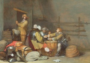 Soldiers Playing Cards in a Guardroom