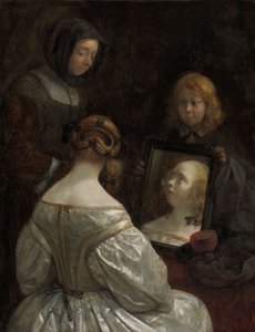Woman at a Mirror by Gerard ter Borch