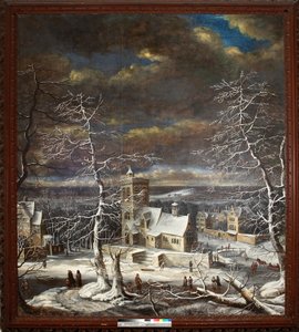 A Village in Winter with Figures on the Ice by Gerard van Edema