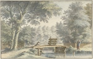 Landscape with a Bridge on which an Angler