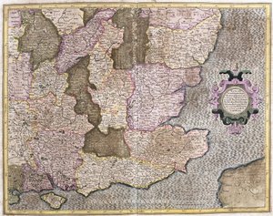 Southeast Region of England Including the British Channel and London (engraving) by Gerardus Mercator
