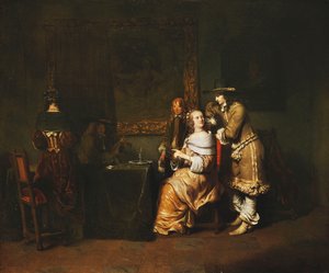 Elegant Company Playing Cards in an Interior by Gerbrandt van den Eeckhout