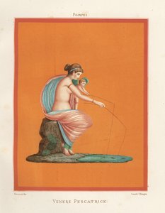 Mural of Venus and Cupid Fishing with Rods from a Pond (Chromolithograph by Victor Steeger after an Illustration by Geremia Discanno from Emile Presuhn