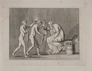 Allegory with Three Young Men and an Old Man in Antique Dress by Gerhard Ludvig Lahde