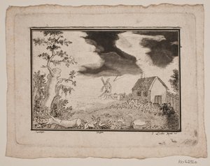 Landscape with House and Mill by Gerhard Ludvig Lahde