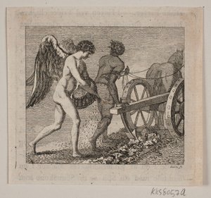 Winged Genius Following a Ploughman by Gerhard Ludvig Lahde