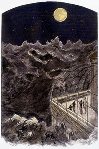 People on the Moon Observing the Earth - Illustration by Gerlier, in 