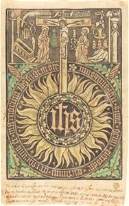 The Sacred Monograph with the Crucifixion and Passion Symbols [recto] by German 15th Century