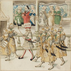 Parading Knights in Oriental Costume by German 16th Century