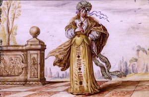 A Bejewelled Allegorical Woman on a Terrace by German School