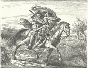 A German knight carrying Valdemar II of Denmark to safety after his defeat at the Battle of Bornhoved by German School