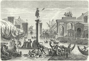A Roman Seaport (engraving) by German School