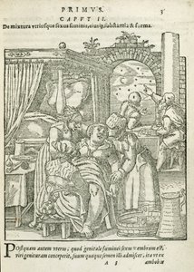 A Woman in Labour, Illustration from Chapter 2, Book 1 of On the Conception and Growth of Man by Rueff, 1587