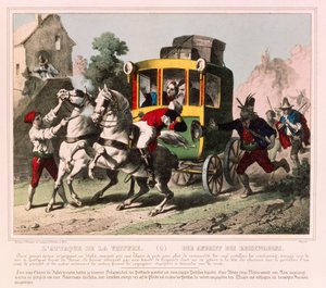 A Honeymooning Couple Attacked by Highwaymen in Italy, Pictorial Broadsheet Published by Gangel & P. Didion, Metz, c.1850