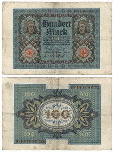A Hundred Mark Banknote, 1920 (recto and verso) by German School