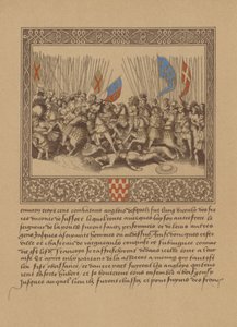 A Page from a French 16th Century Manuscript Depicting a Scene from Froissart