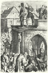 A public flogging in Germany during the reign of the Holy Roman Emperor Maximilian I (engraving) by German School