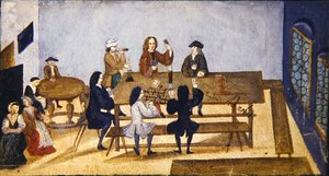 A tavern interior scene with figures playing cards