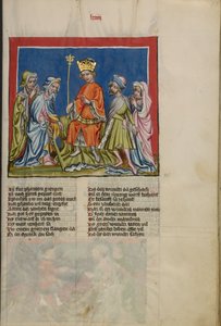 Aaron Transforms the Rod into a Serpent from Weltchronik Ms. 33, fol. 73