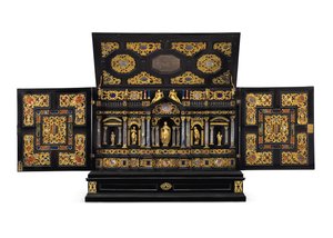 An Augsburg Gilt-Metal, Rock-Crystal and Pierre Dure-Mounted Ebony, Kingwood and Ebonised Table-Cabinet, c.1630-40