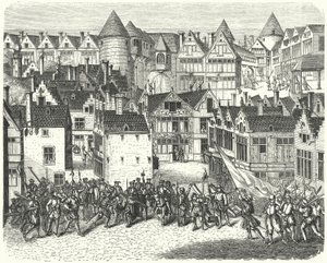 Antwerp at the time of the sack of the city by the Spanish, known as the Spanish Fury by German School