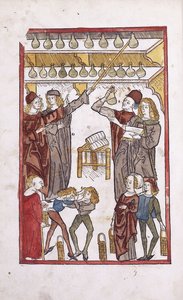 Apothecaries and Potions, with Two Boys Fighting in the Foreground by German School