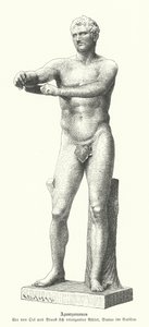 Apoxyomenos, statue of an athlete scraping sweat and dust off his body with a strigil by German School
