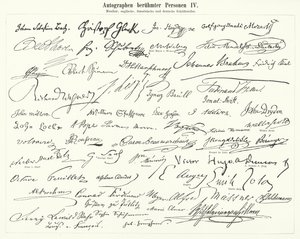 Autographs of Famous People: Composers, Musicians and English, French and German Writers by German School