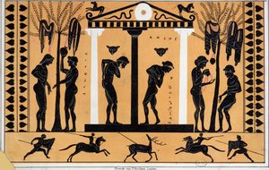 Bathing in Ancient Greece, Copy from a Greek Vase by German School