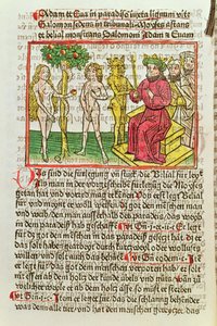 Belial Presenting Adam and Eve to Solomon (illustration from a German translation of Das Buch Belial, 1473) by German School